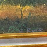 Landscape hamlet sea view - oil or acrylic on canvas , signed Ramsey