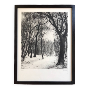 Forêt sous la neige,1957.eau-forte