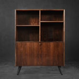 Vintage Mid-Century Danish Modern Rosewood Bookcase with Bar by Erik Brouer for Brouer Møbelfabrik,