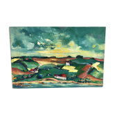 Oil on canvas Oechslin view village