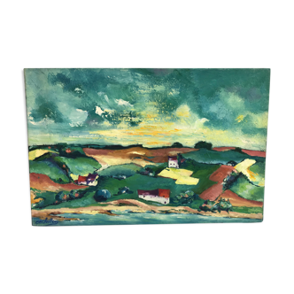 Oil on canvas Oechslin view village