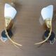 Paire d'appliques en opaline et laiton années 50 60
