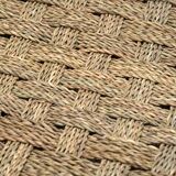 Handcrafted bench with shelves, raffia seat, natural wood bench