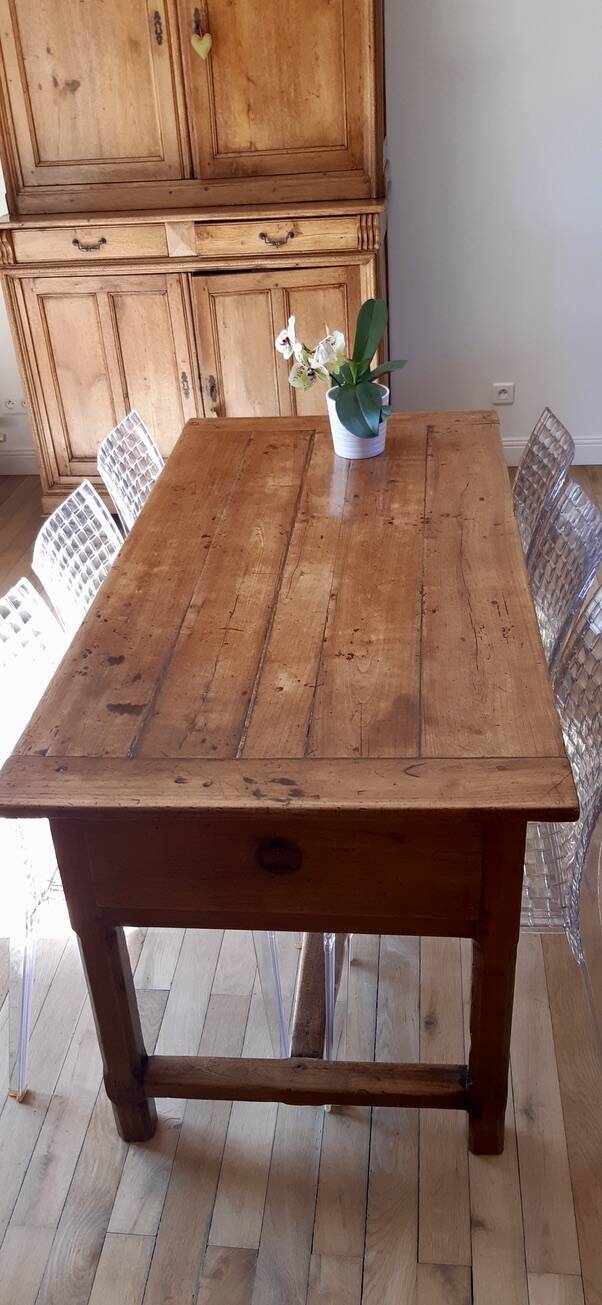 Table de ferme ancienne en bois de hêtre XIXème