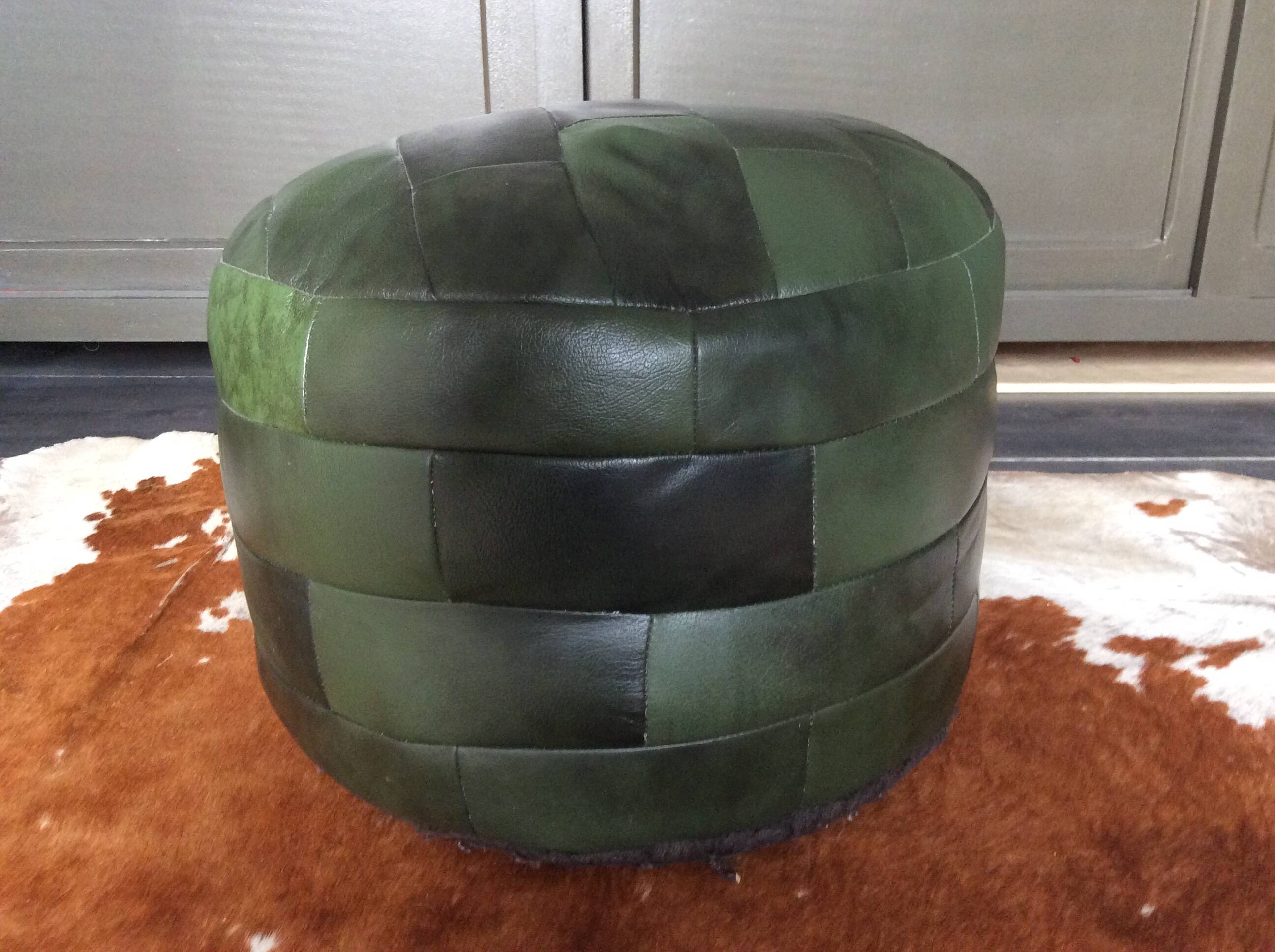 Sede leather patchwork pouf