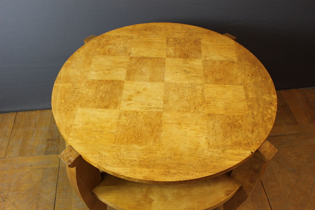 Art Deco Period Pedestal Table in Birch From Norway to Two Trays Around 1930