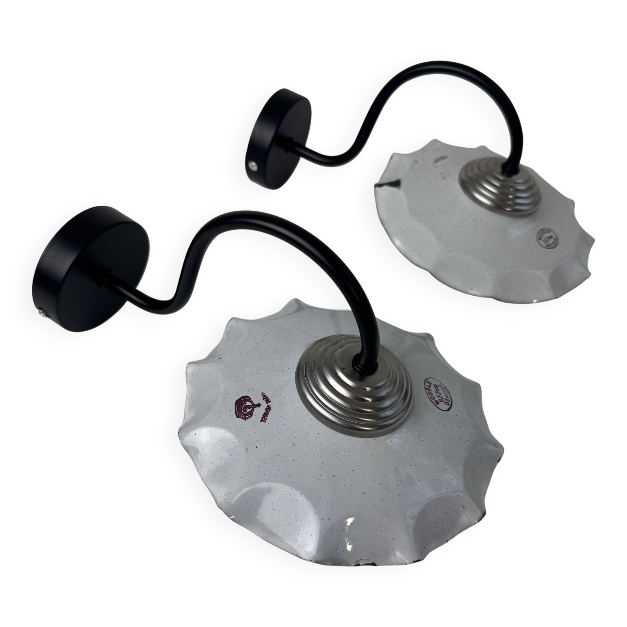 Pair of antique swan neck workshop wall lights