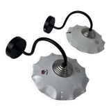 Pair of antique swan neck workshop wall lights