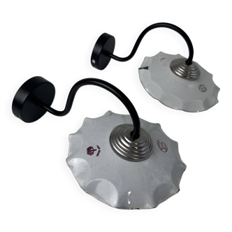 Pair of antique swan neck workshop wall lights