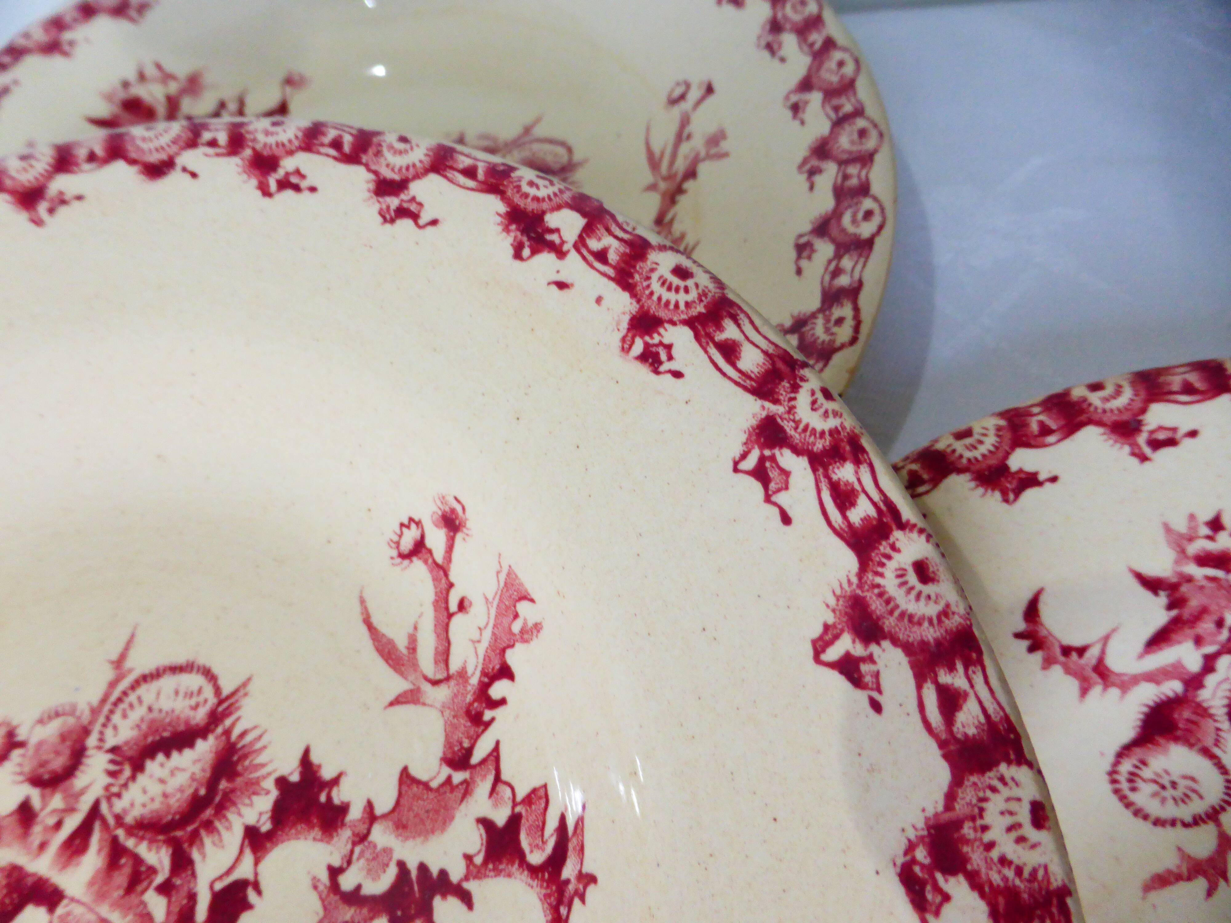 4 vintage hollow plates from gien model thistles 211256