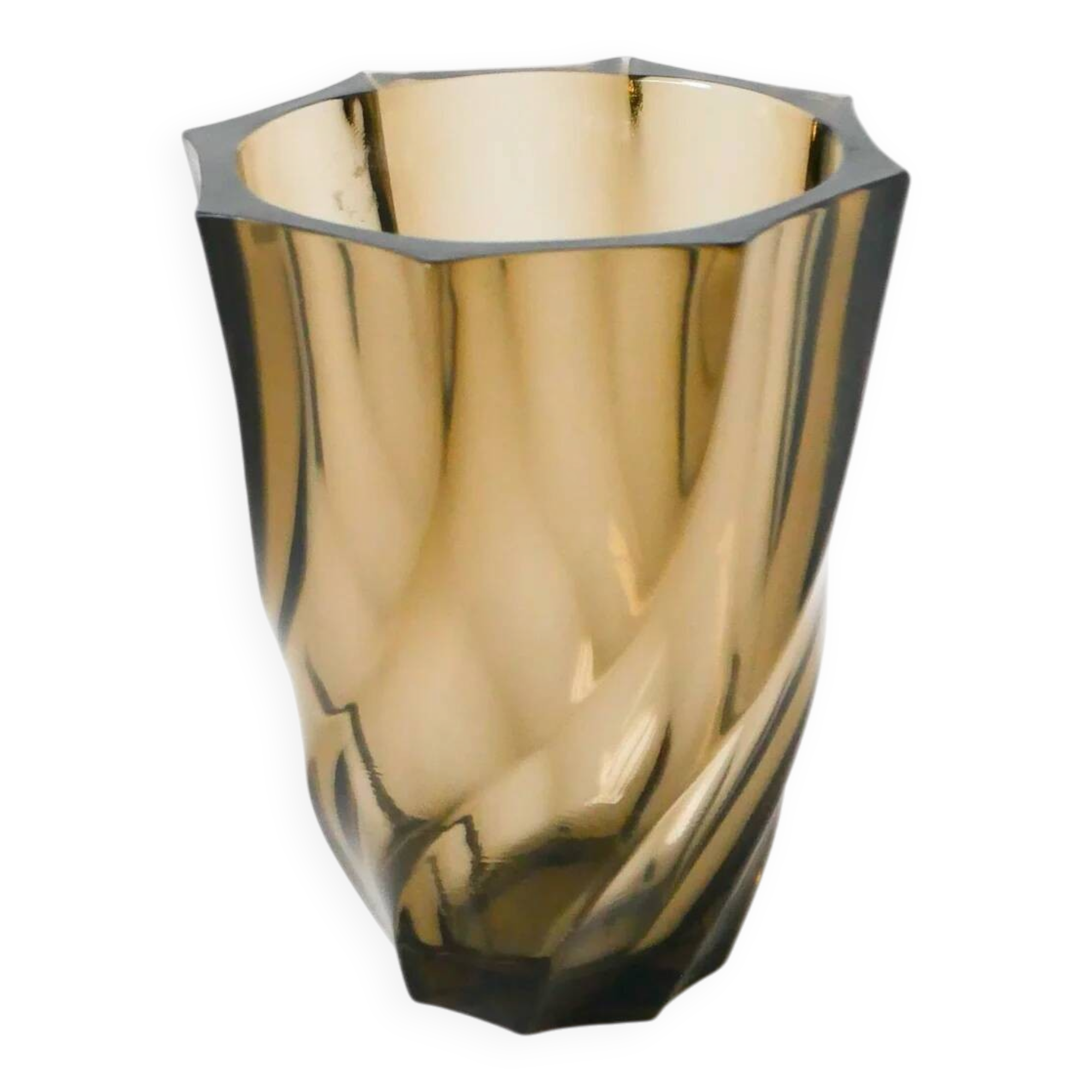 Faceted smoked glass vase, 1970
