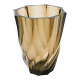 Faceted smoked glass vase, 1970