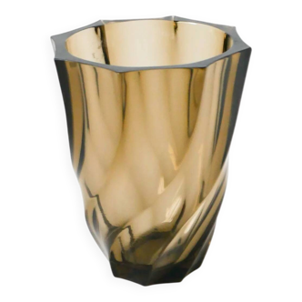 Faceted smoked glass vase, 1970