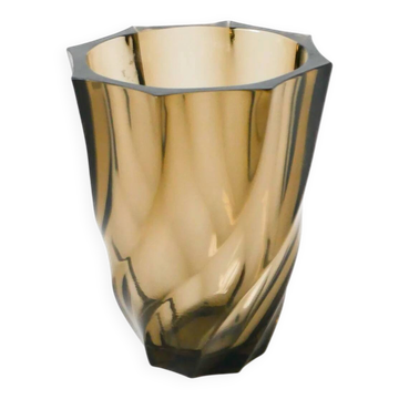 Vase facetté en verre fumé, 1970