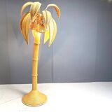 Vintage bamboo palm tree floor lamp, 1970s