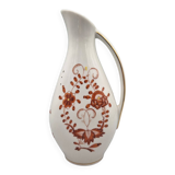 Pichet en porcelaine allemande peint à la main avec motif floral et bordure dorée