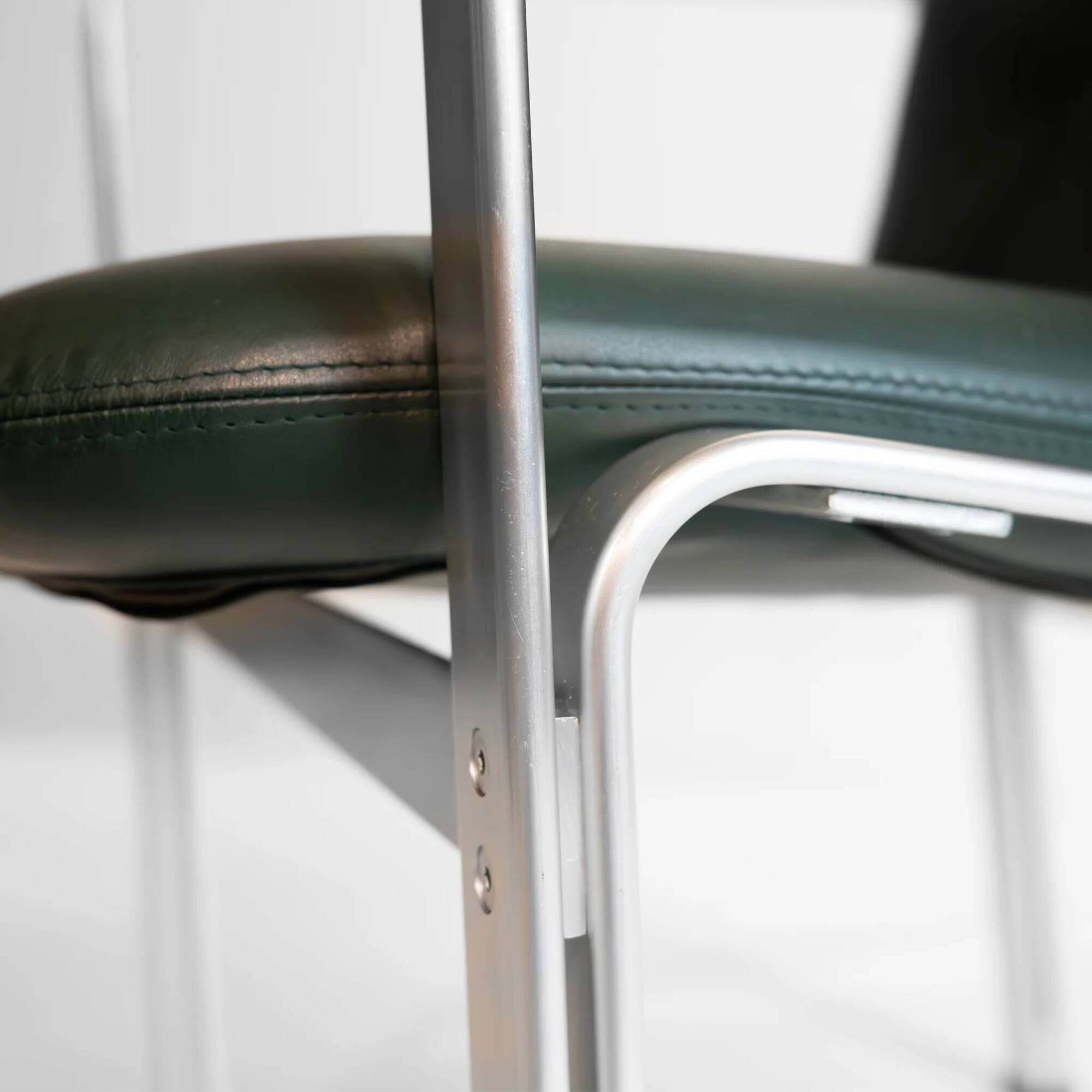 Vintage office chair by Karl-Erik Ekselius in green leather, 1970s.