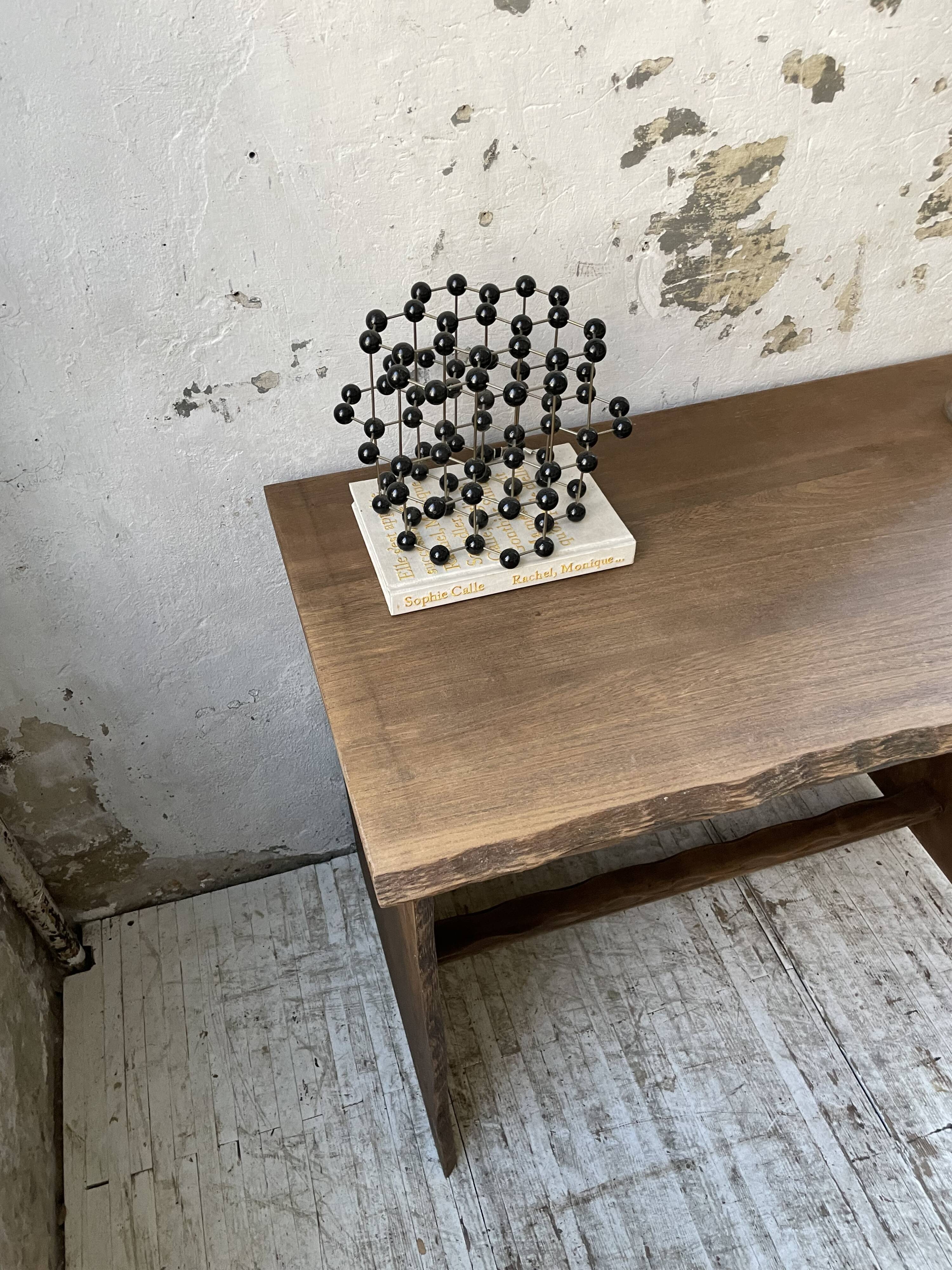 Brutalist desk in elm, signed Aranjou.