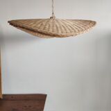 Rattan suspension or shade in the shape of a braided undulating circular tray d:80