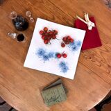 Square plate in opaline signed Bernard Gilbert