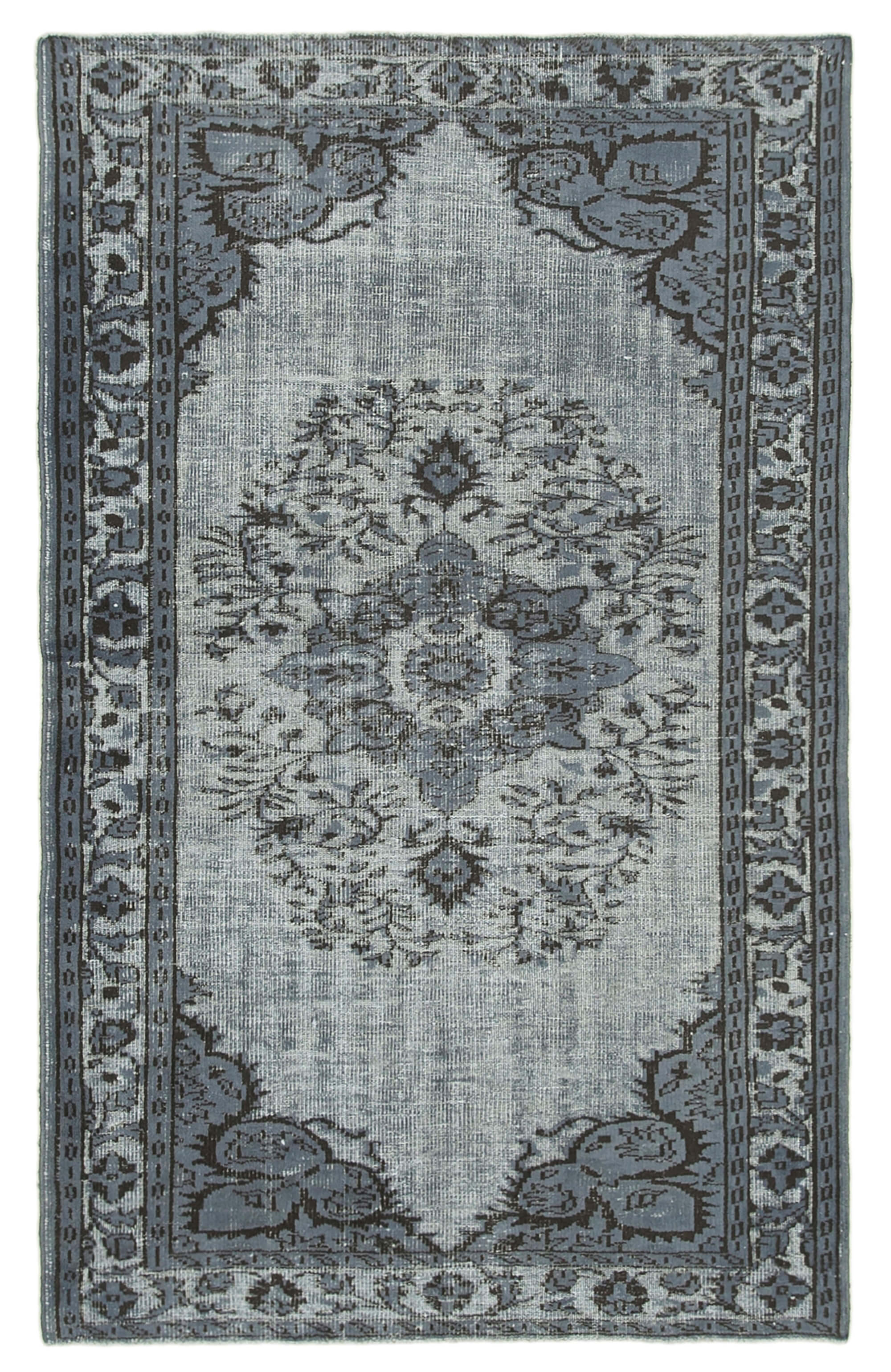 Hand-knotted rustic anatolian 1980s 160 cm x 258 cm grey carpet