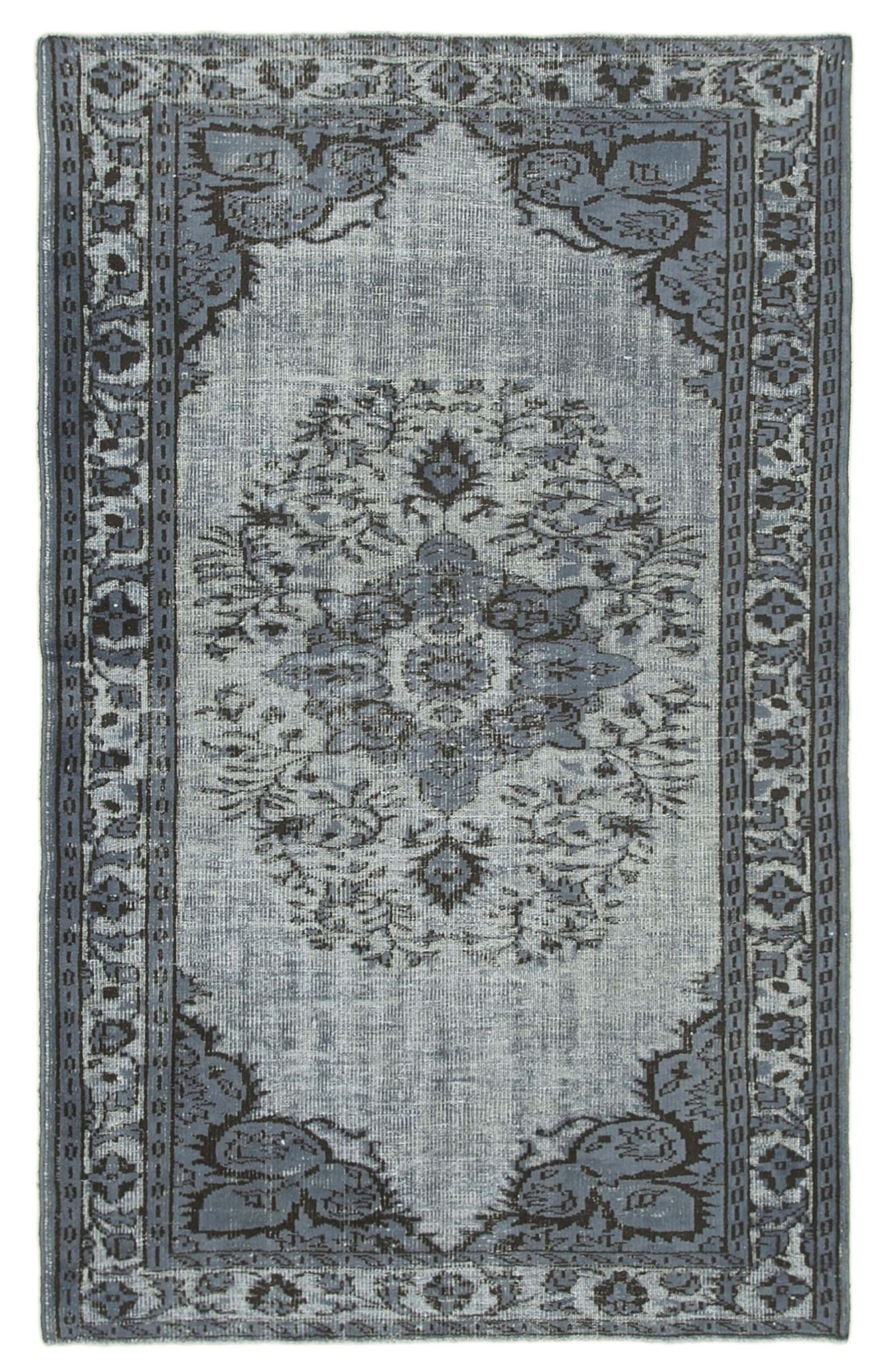 Hand-knotted rustic anatolian 1980s 160 cm x 258 cm grey carpet
