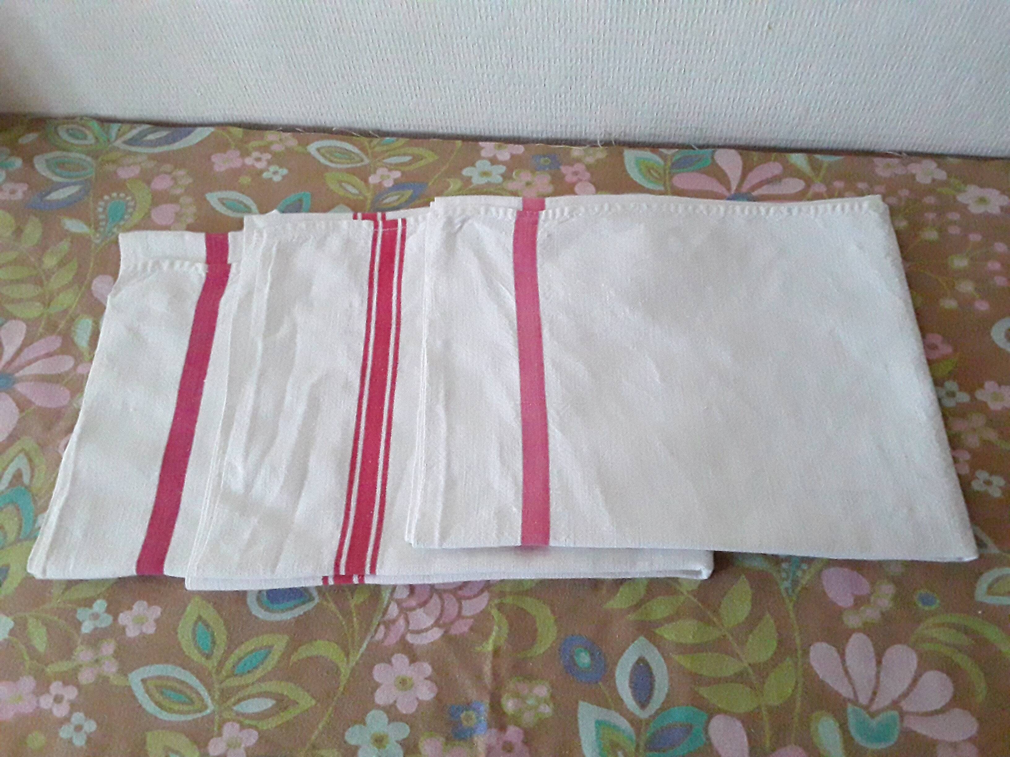 3 old mixed-breed tea towels