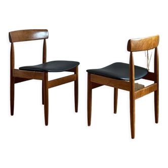 Pair of vintage Danish solid teak chairs