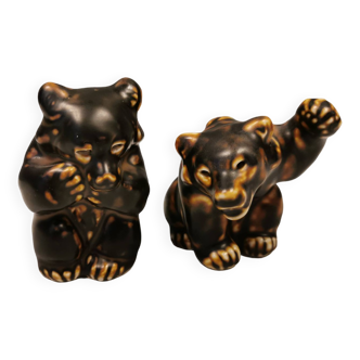 Two Royal Danish porcelain bears by Knud Kyhn