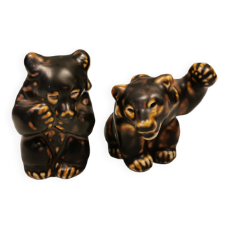 Deux ours en porcelaine royale danoise par Knud Kyhn