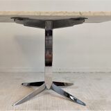Coffee table Roche Bobois 70's carrara marble and chrome star foot