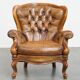 Antique Baroque Sheepskin Leather Chesterfield Armchair