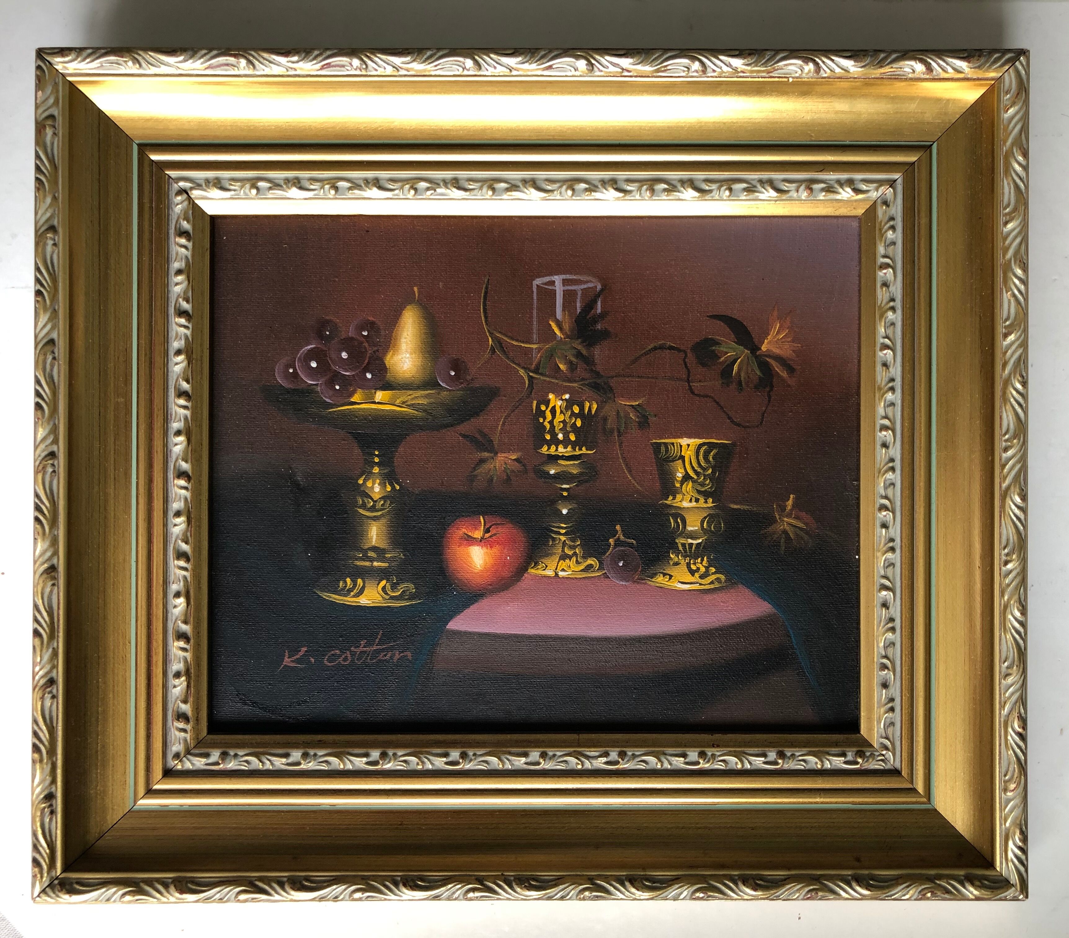 Oil on canvas: Still life with fruit