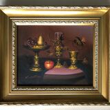 Oil on canvas: Still life with fruit