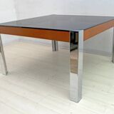 Willy Rizzo Style MidCentury Modern Italian Chrome and Leather Dining Table