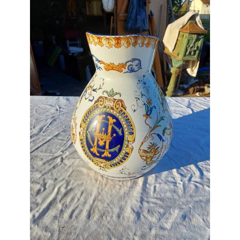 19th century Gien earthenware pitcher