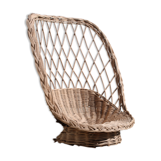 Woven wicker armchair