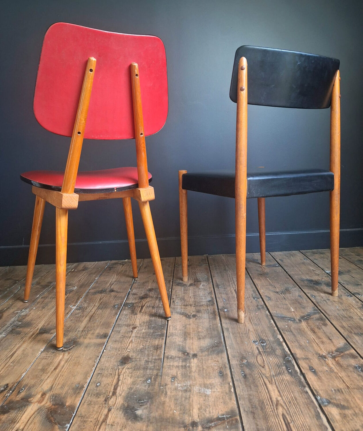 A pair of vintage chairs, a pair of antique seats.
