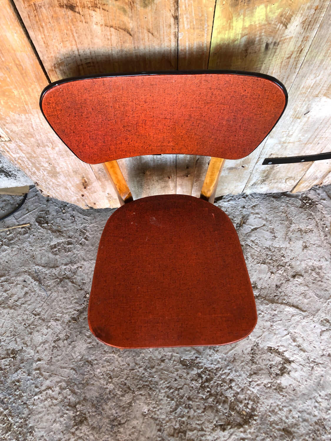 Scandinavian chair wood & skai red 70s vintage