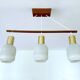 Vintage Scandinavian Pendant Light Teak Glass