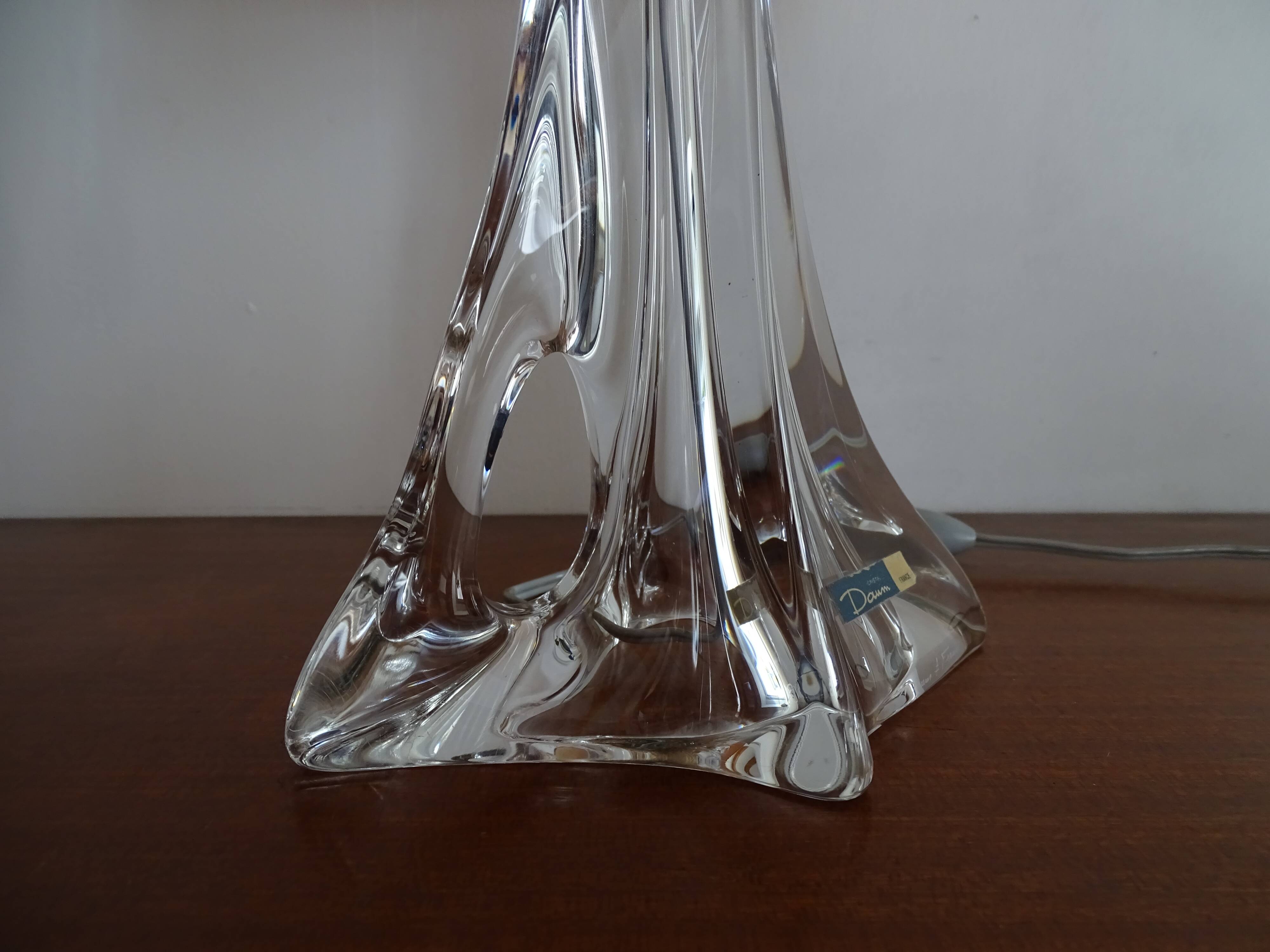 Daum France 1960 crystal lamp signed and labeled - 46 cm