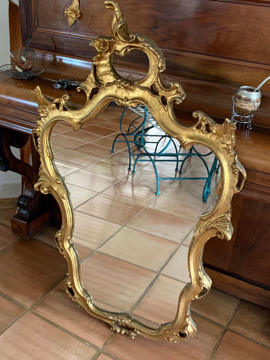 Large golden baroque style wall mirror