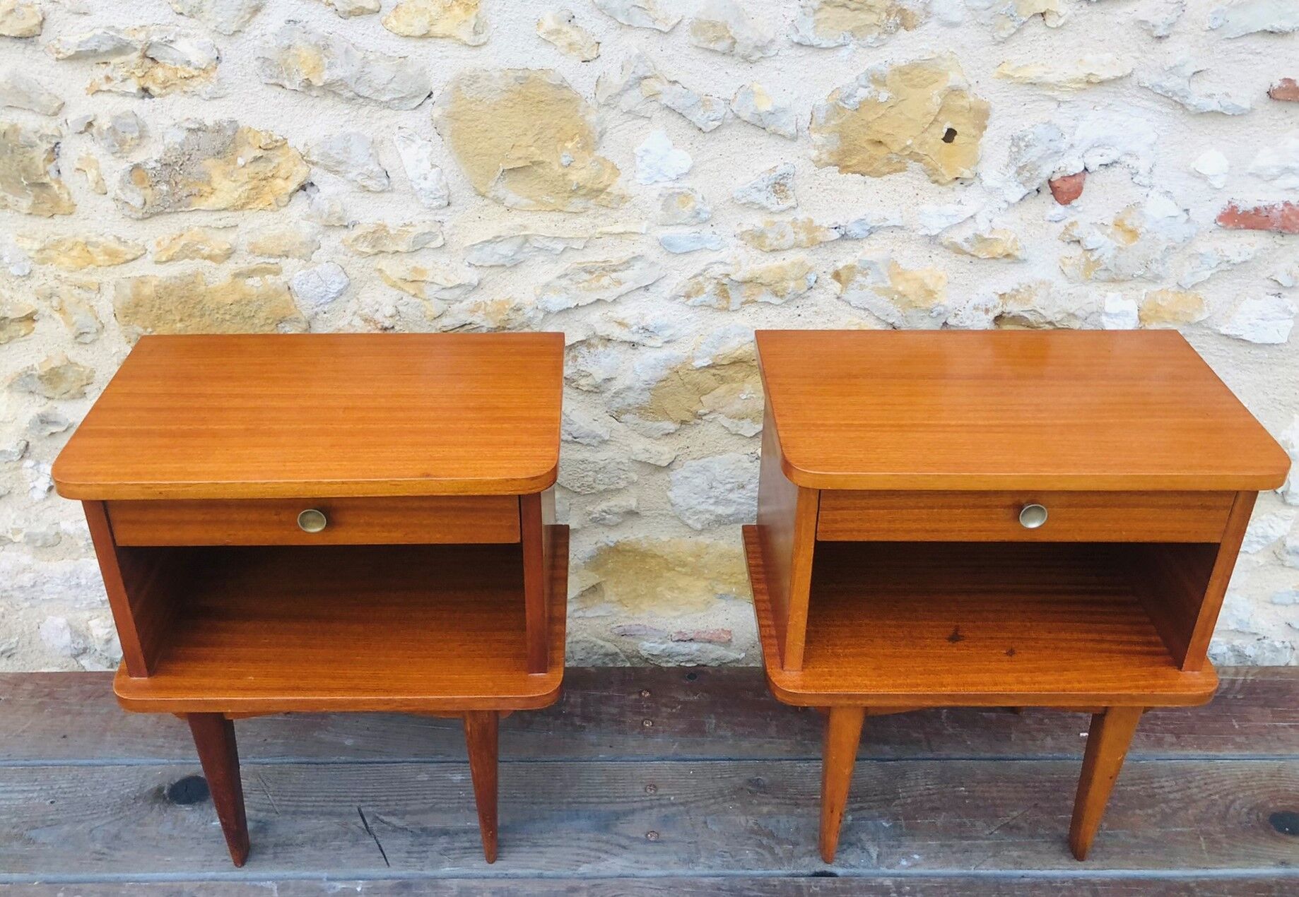 Pair of vintage bedside tables, Scandinavian style 60s