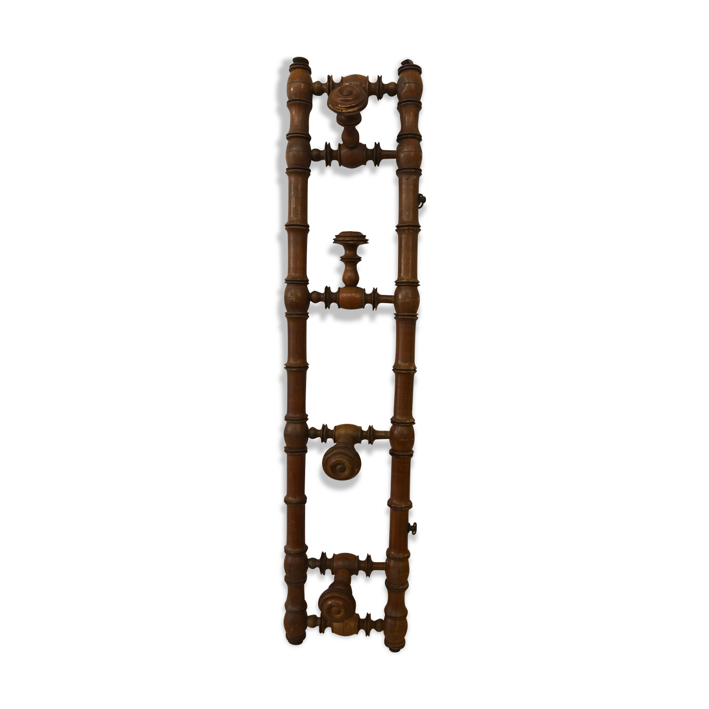 Wooden coat rack with swivel hooks