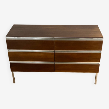 6-drawer chrome and wood chest of drawers