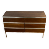 Commode 6 tiroirs chrome et bois