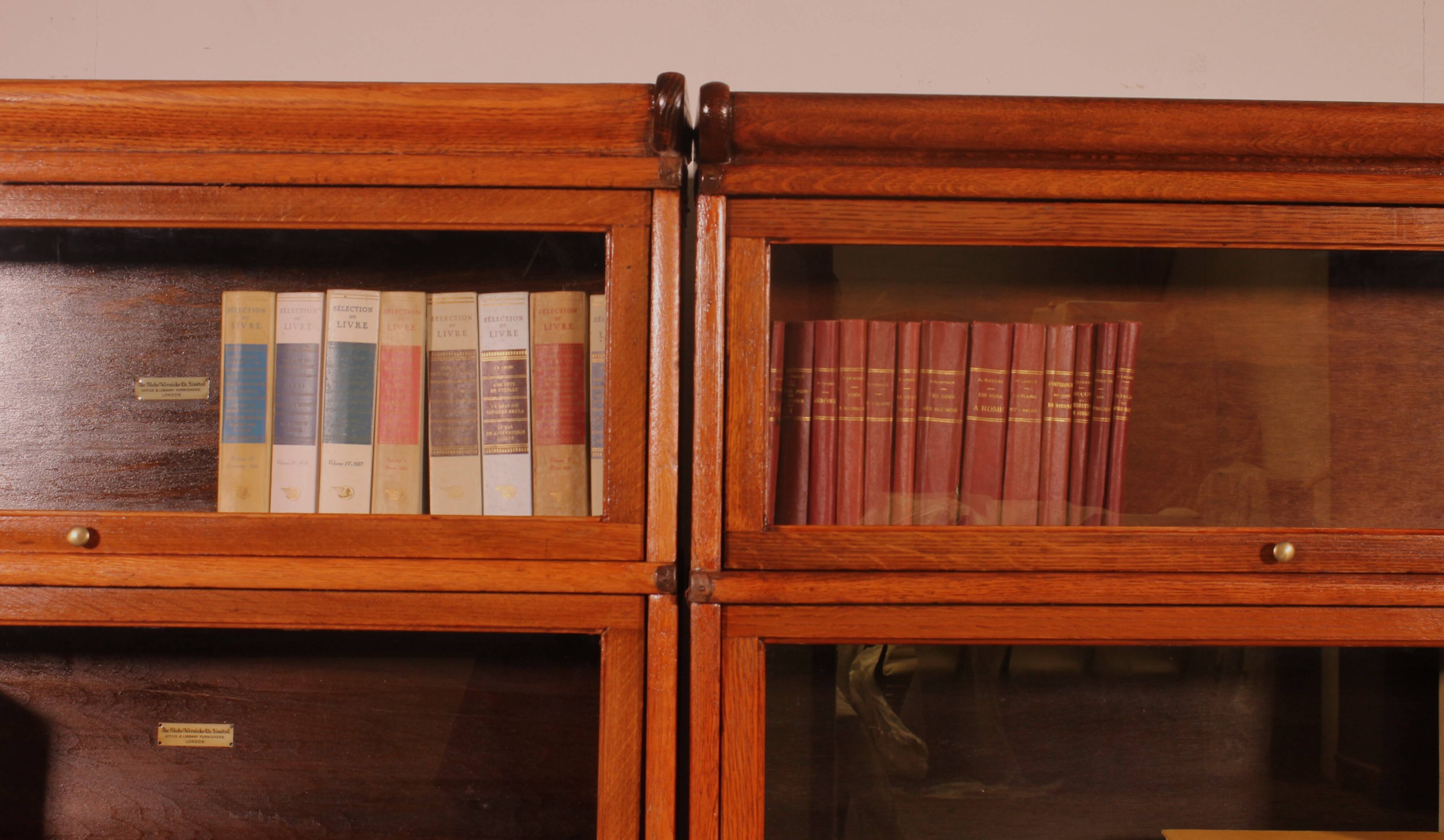 paire de bibliothèque Globe Wernicke en chêne circa 1900