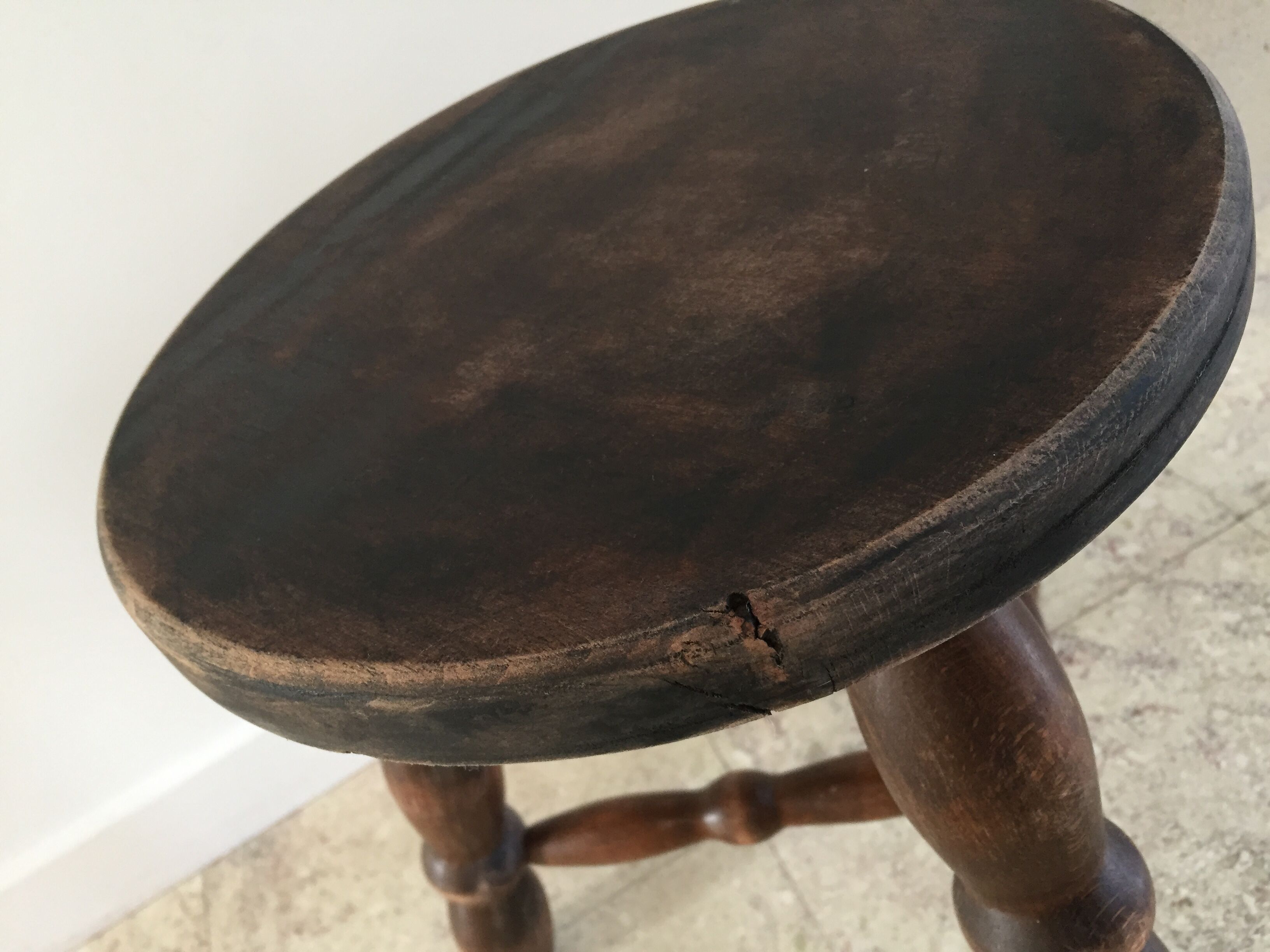 Wooden stool turned vintage tripod