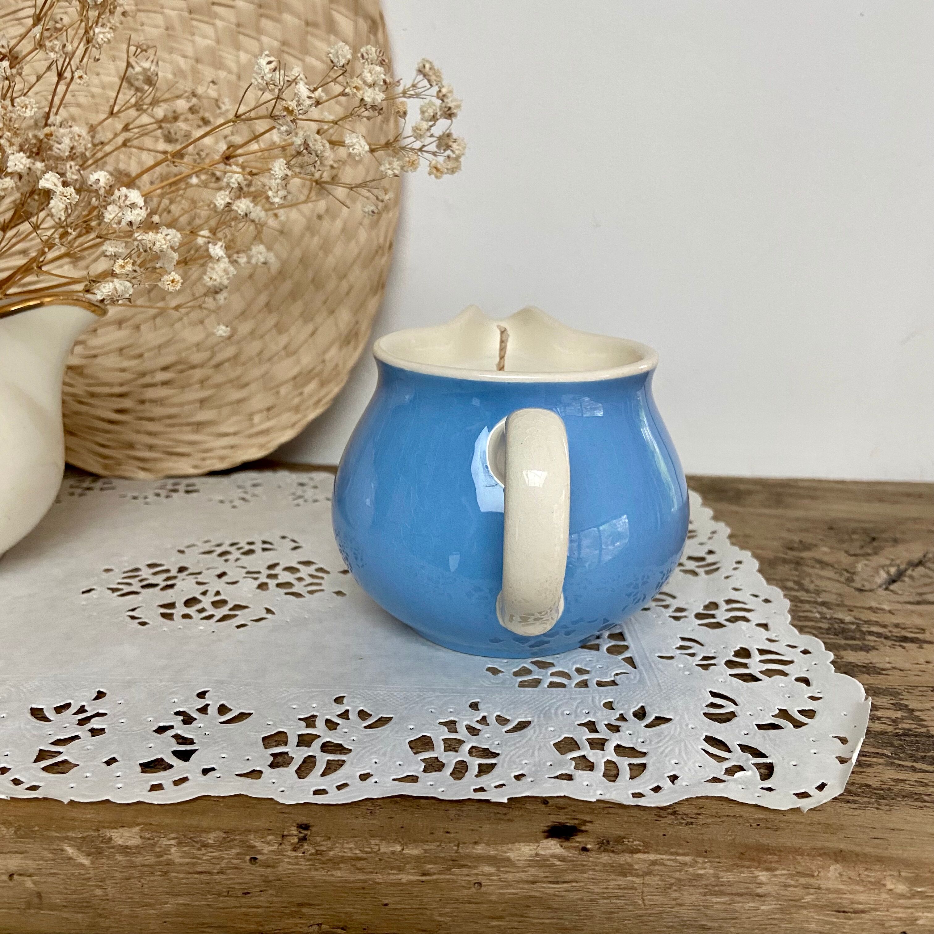 Natural soy wax candle and Villeroy & Boch heather creamer