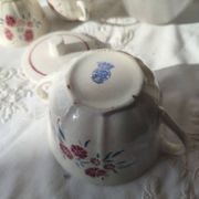 Set of 4 Badonviller Floral cups and a sugar bowl